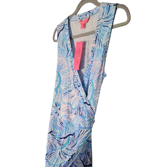 LILLY PULITZER NWT Rilla Wrap Romper in Bermuda Blue Fishful Thinking Size L - Picture 6 of 16